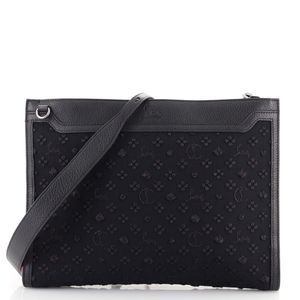 Christian Louboutin Skypouch Crossbody Studded Fabric Black